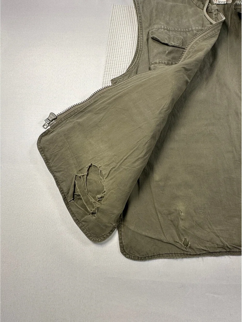 Vtg 80s Banana Republic Mill Valley Cotton Safari Hooded Utility Vest Green L
